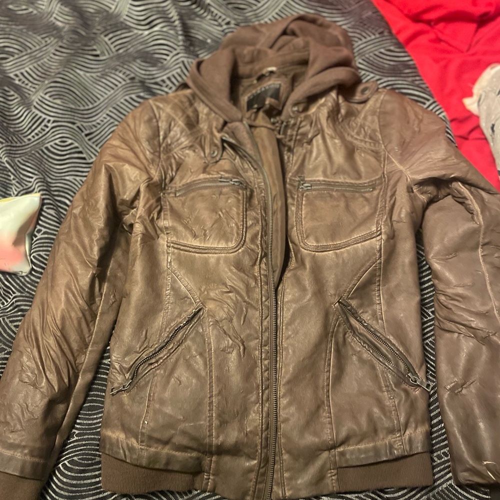 Leather womens jacket. one size.